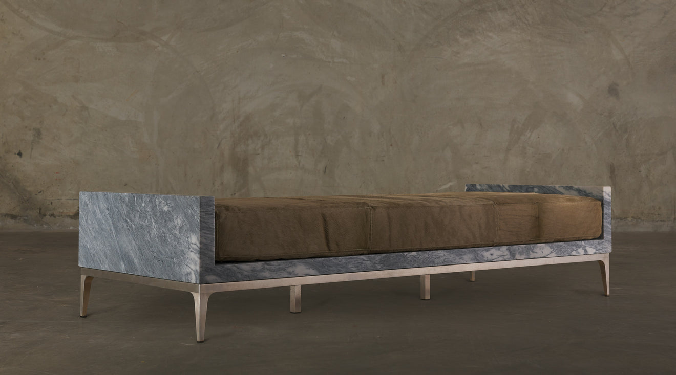 RUIVANA MARBLE DAYBED WITH COW HIDE UPHOLSTERY